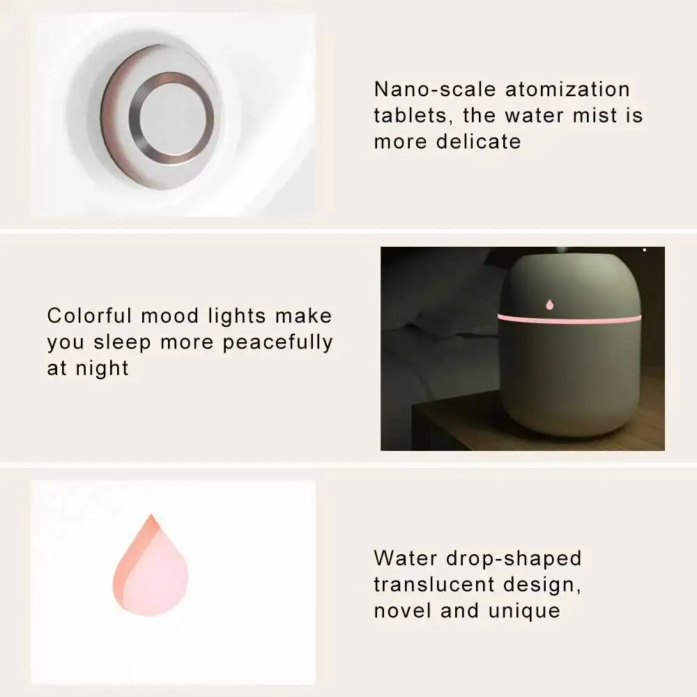 Mini tragbare Wasser tropfen Luftbe feuchter USB Desktop Indoor Haushalt stumm Luft Zerstäubung Luftbe feuchter Umgebungs licht Luftbe feuchter