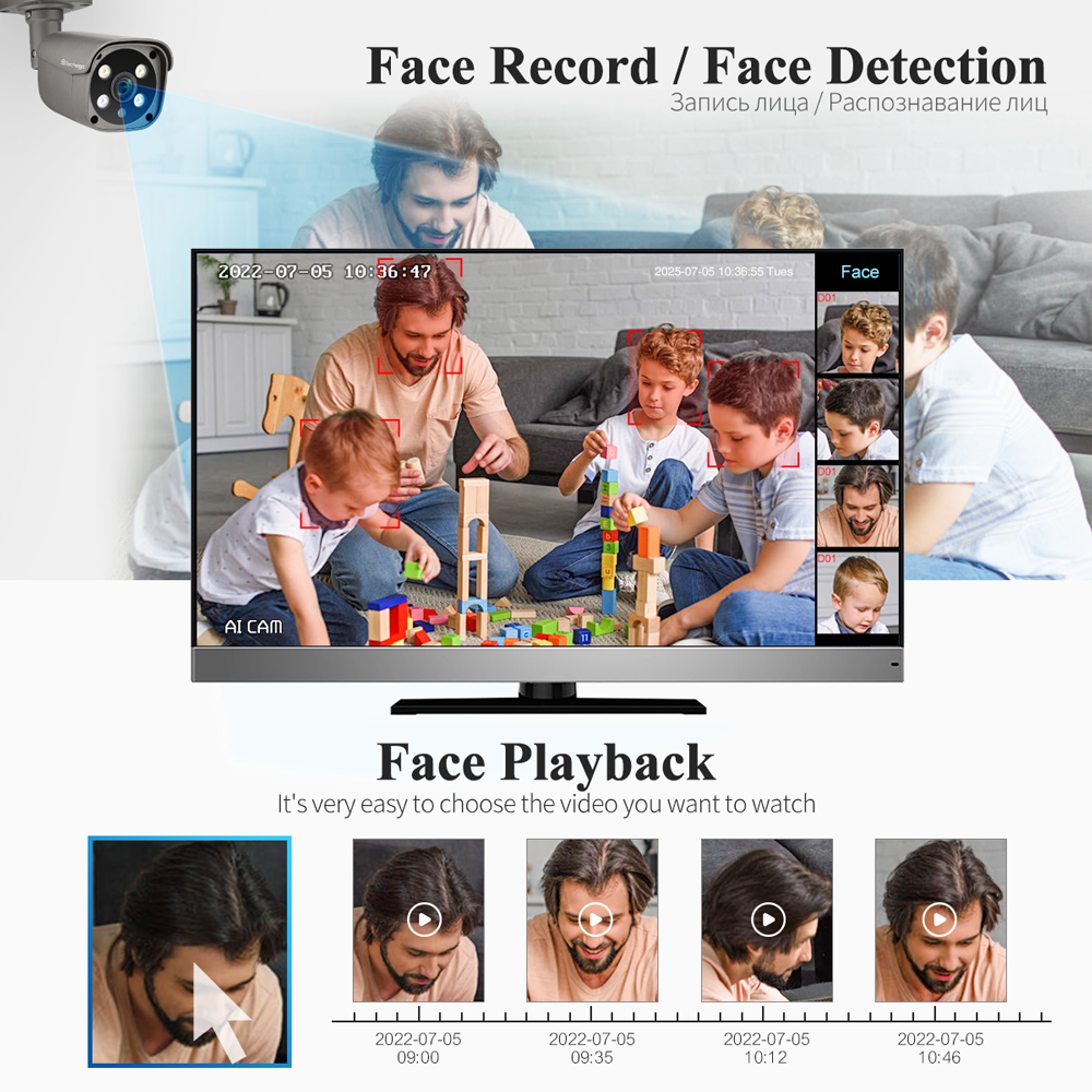 Techage 8CH 8MP 5MP 4K POE Camera System Two Way Audio Colorful Night Smart AI Face Detection CCTV Video Surveillance Clearance