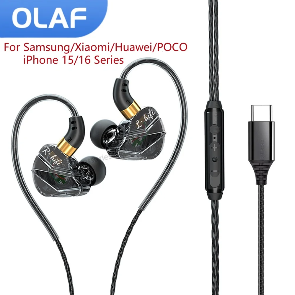 OLAF DAC tipo C auriculares con cable USB C Gamer auriculares Cable manos libres tipo C auriculares para iPhone16 15 Samsung S23 Xiaomi