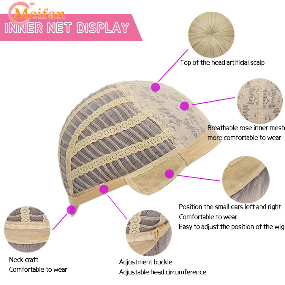 MEIFAN สีสังเคราะห์ยาวคอสเพลย์ Wigs 60ซม.Lolita วิกผมสีเขียวสีชมพูสีบลอนด์สีม่วงตรงวิกผมฮาโลวีน Party ทรงผม