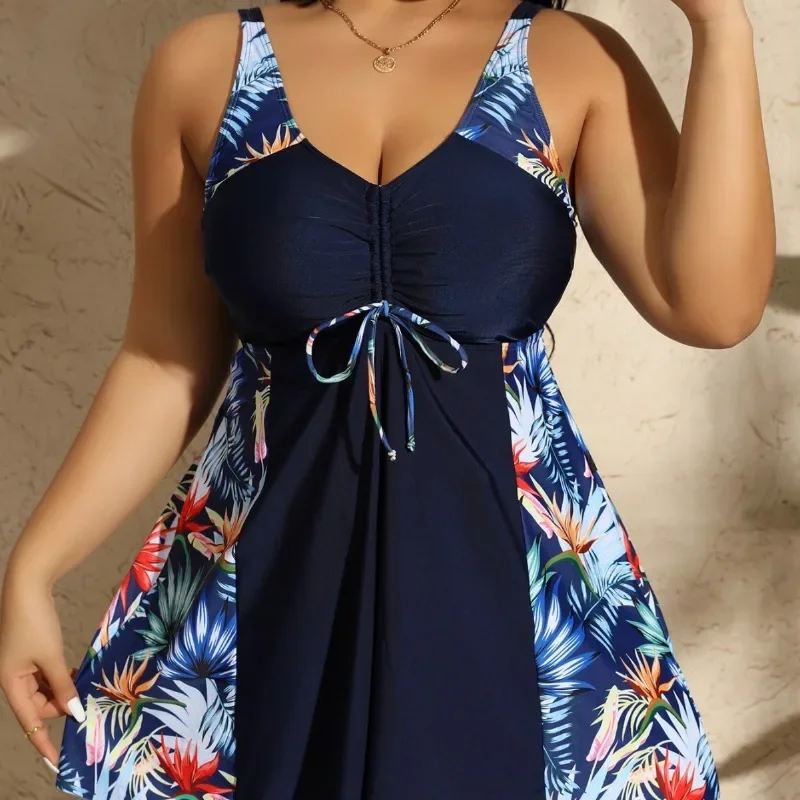 ワンピース水着,ラージサイズ,ロングスカート,プリントヘア付き,ラージサイズ,0xl-4xl,水着用,2024