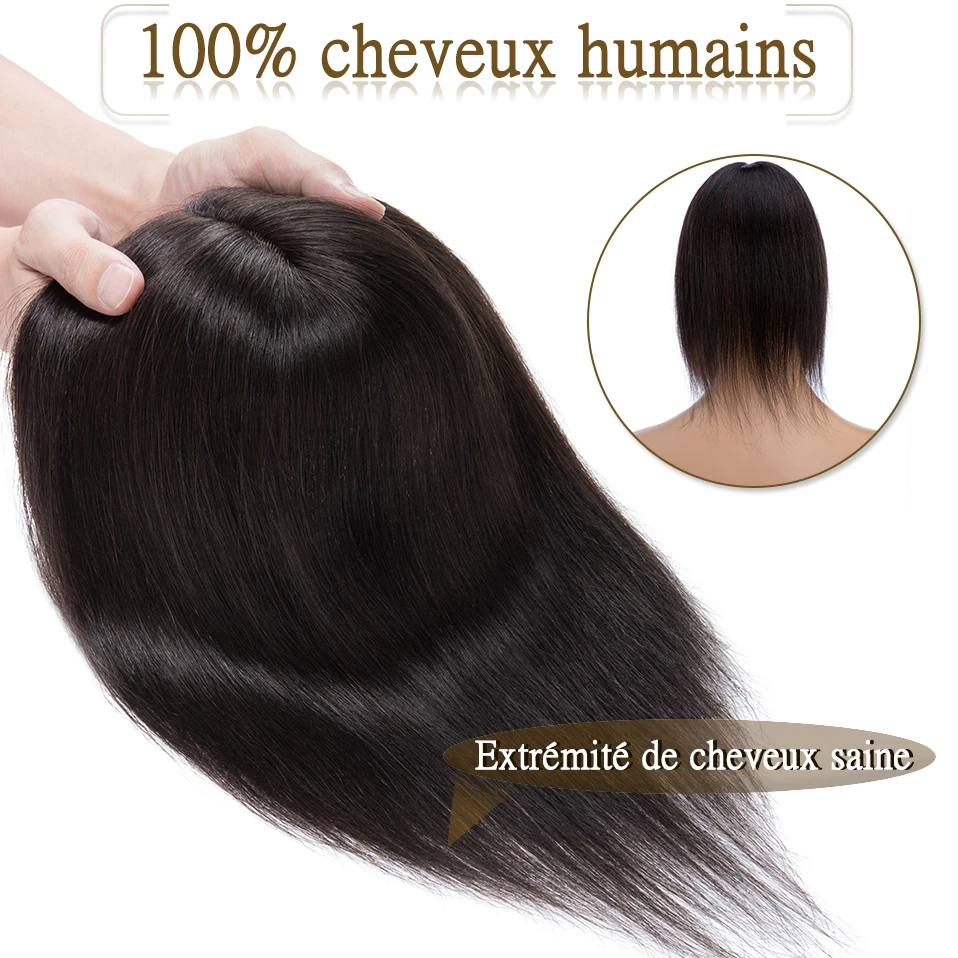 S-noilite cheveux Toppers 7x13 cm femmes Topper pince à cheveux perruque de cheveux naturels 100% cheveux humains pour les femmes soie Base pince dans l'extension de cheveux