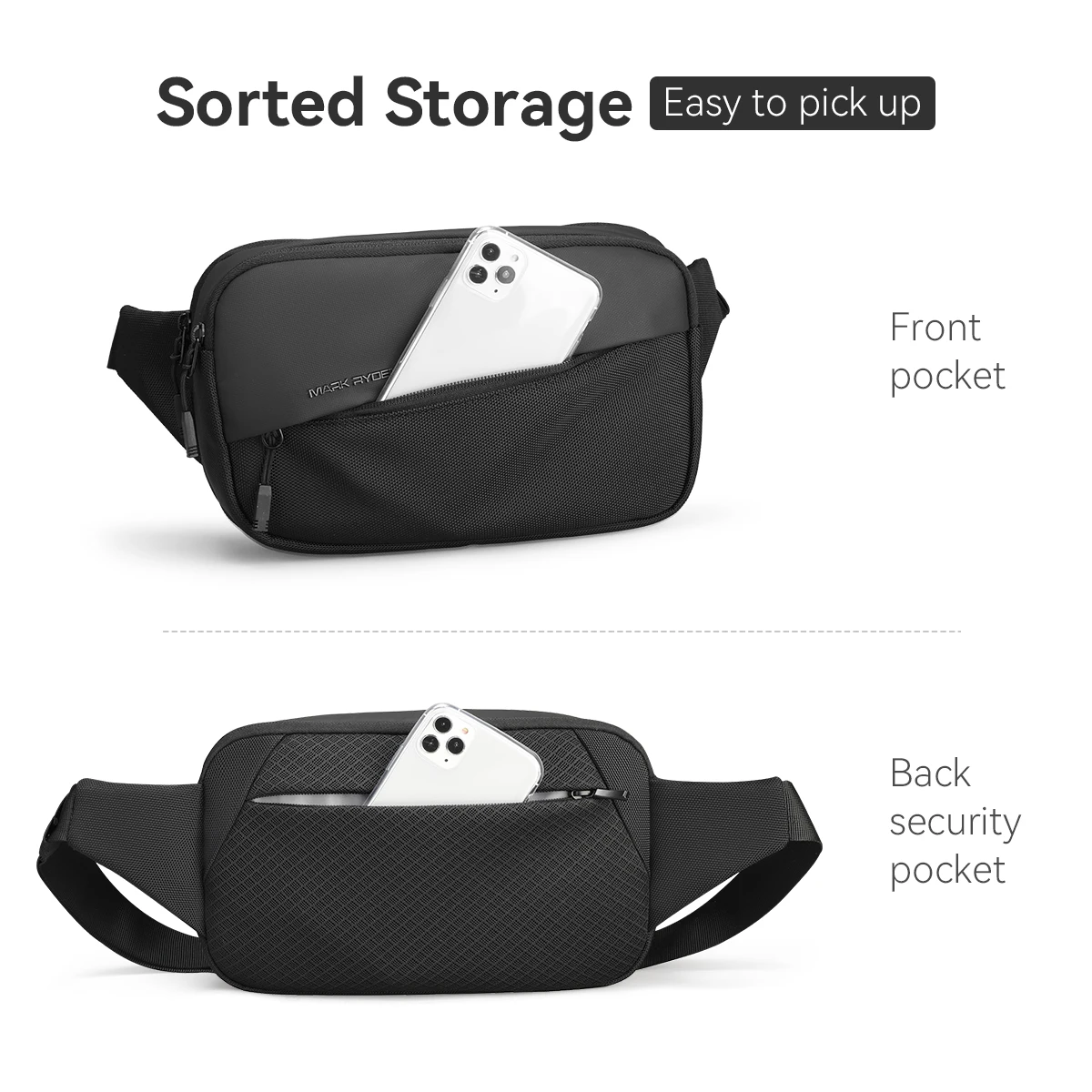 MARK RYDEN Mini Shoulder Bag for Men with Multiple Pockets Fits 7.9in Ipad