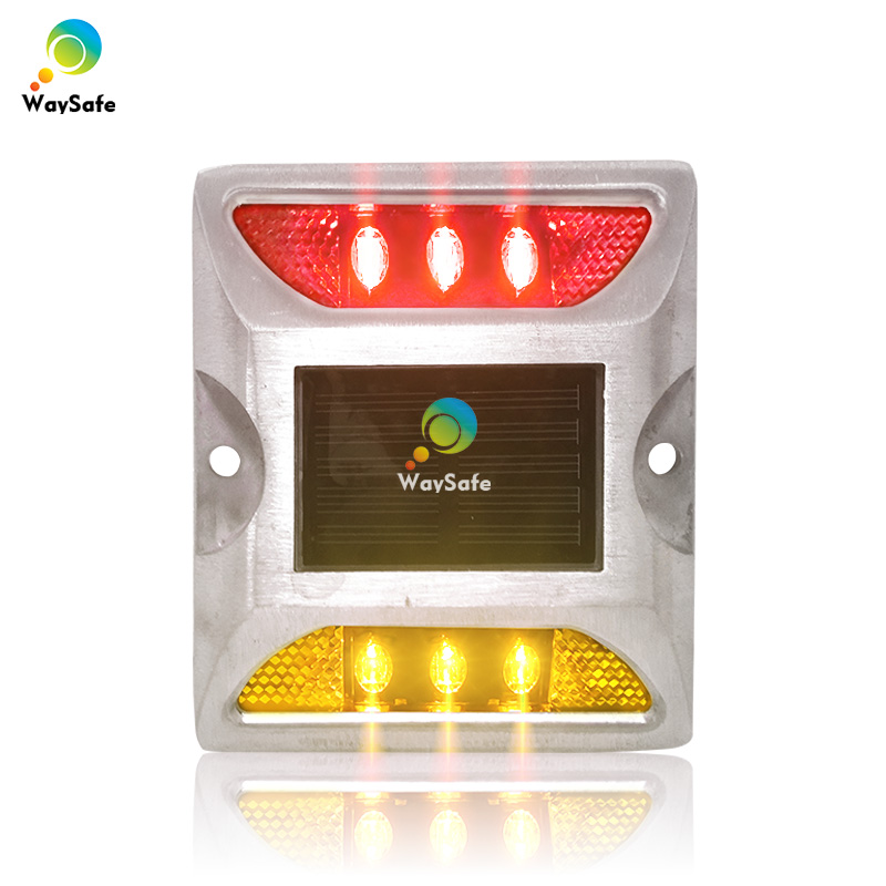 Ponte riflettente stradale con perno di segnalazione stradale ad energia solare in alluminio bicolore, perno stradale solare con luce dock