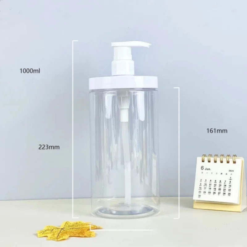 1pc 500ml/1000ml Pump Bottle Dispenser Plastic Refillable Bottles Wide Mouth Style Refillable Empty for Travel Shower Soap
