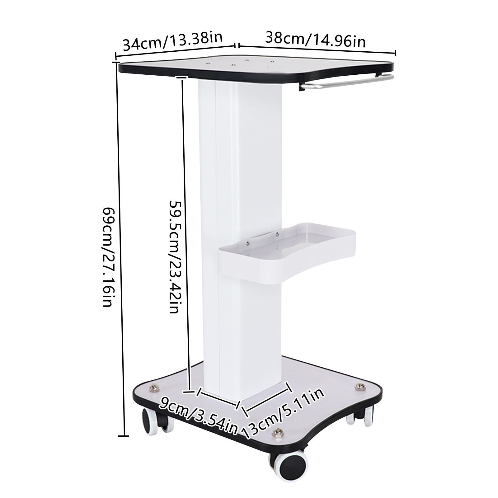 Maximale bequeme Salon Tisch Trolley Stand Rollwagen Beauty Rad Halfter Spa 40kg