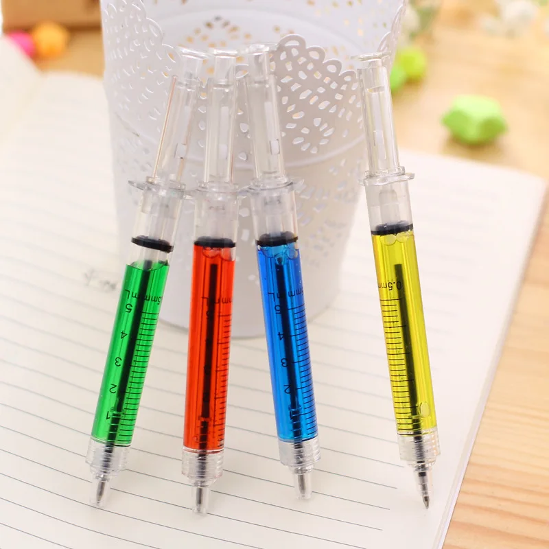 12 ชิ้นเข็มฉีดยาปากกา, Retractable สนุกหลายสีปากกาแปลกใหม่สําหรับพยาบาล, เขียนหมึกสีดํา, พยาบาลนักเรียนโรงเรียน