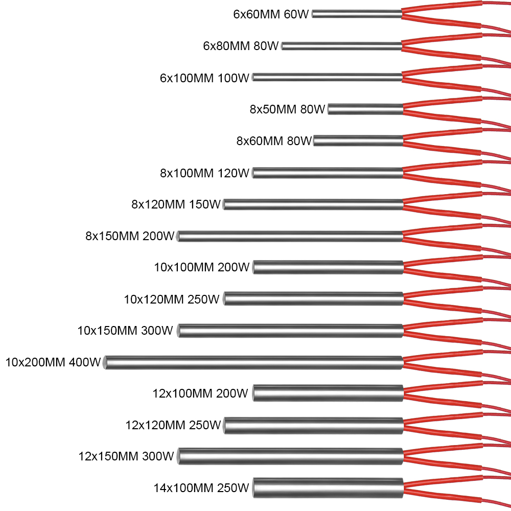 16รูปแบบ200/300W 220V 10*100/120/150mm ตัวจุดหัวเทียนท่อความร้อนเครื่องมืออุปกรณ์เสริมสำหรับเปลี่ยน