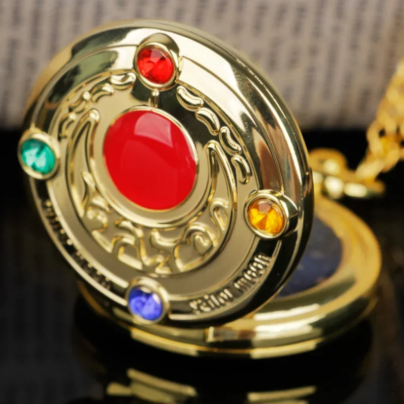Gran oferta, reloj de bolsillo con estrella de cristal con tema de película de Anime, collar, joyería, reloj de cadena, el mejor regalo para mujer y niña