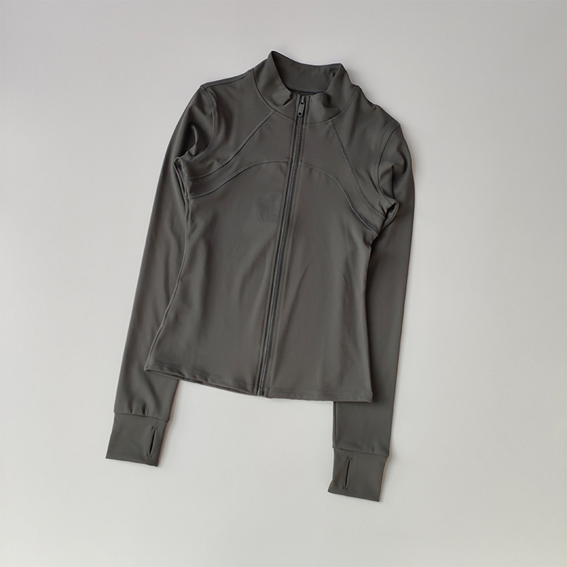 Traje de Yoga para mujer, chaqueta deportiva de manga larga con cuello levantado de gama alta, entrenamiento para correr, Top deportivo, traje para correr a prueba de viento