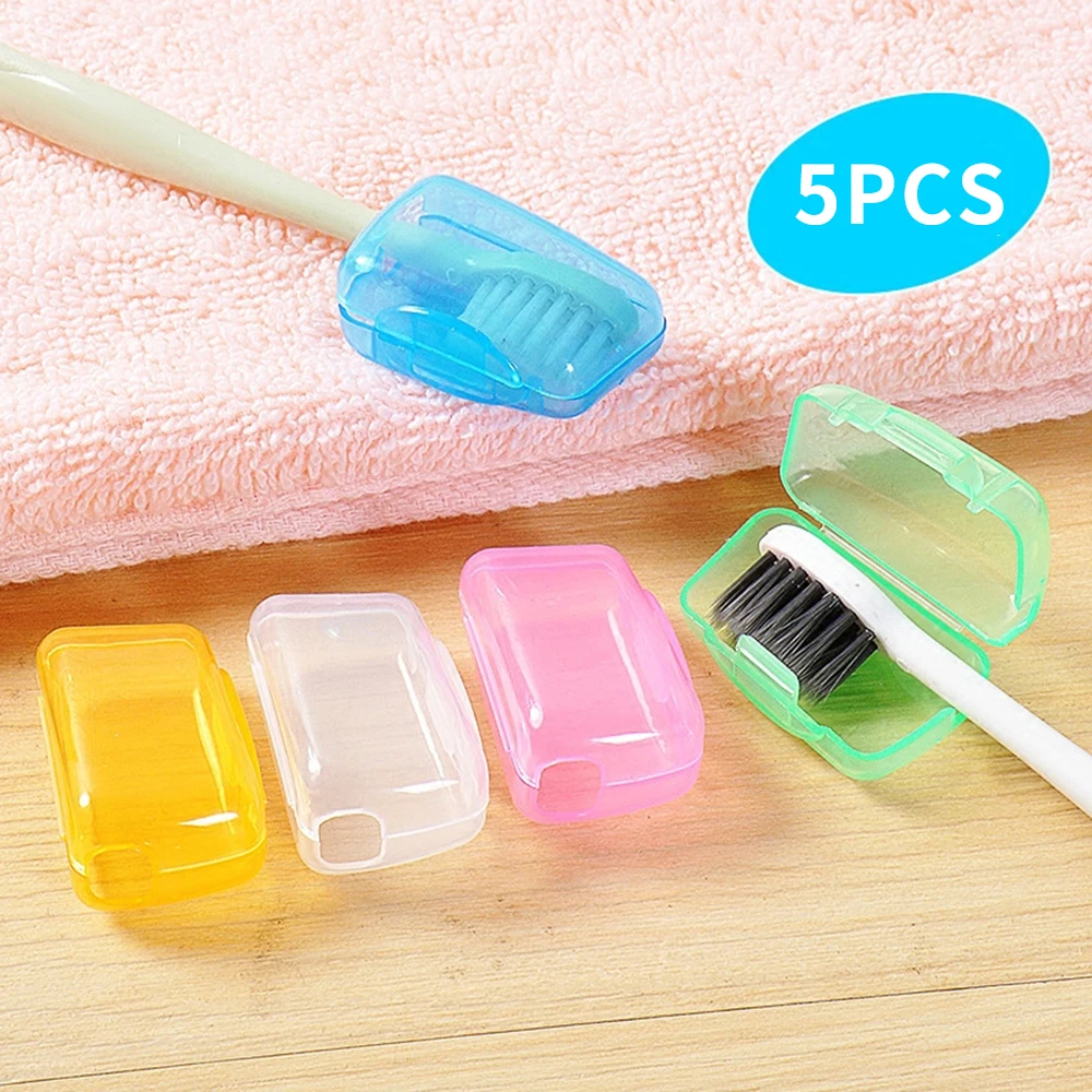 5PCS Color Random Portable Toothbrush Case Travel Portable Toiletry Toothbrush Case Protective Case