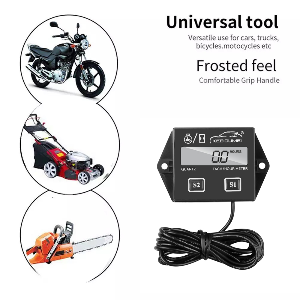 Medidor digital de velocidade do motor, medidor de hora do motor, tacômetro, rpm, display lcd para gasolina, 2/4 tempos, barco, motocicletas, motosserra