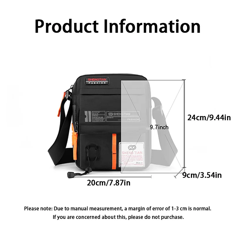 Bolsa de ombro masculina casual grande capacidade oxford durável bolsa crossbody masculina bolsa de ombro de viajante
