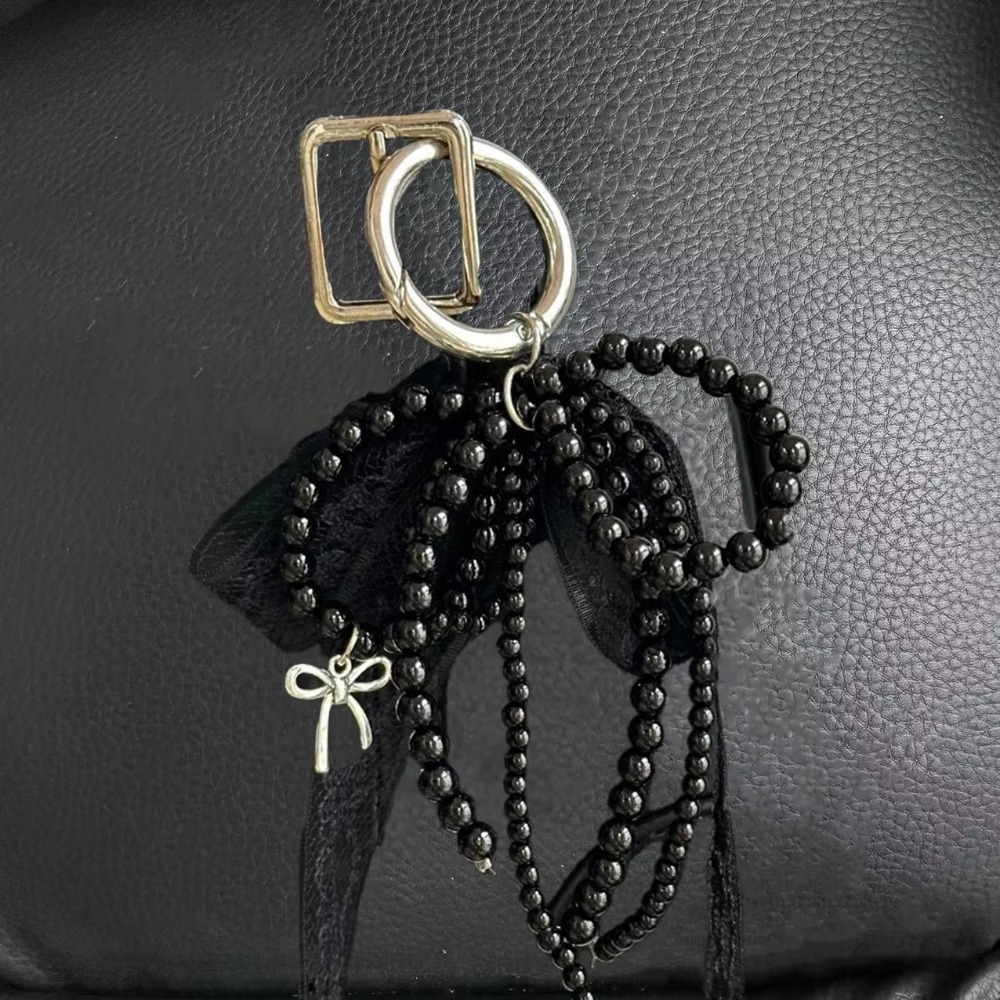 Coreano bonito laço arco pérola frisado telefone pingente corrente acessórios estéticos ballet sapatos câmera saco decoração chaveiro presente