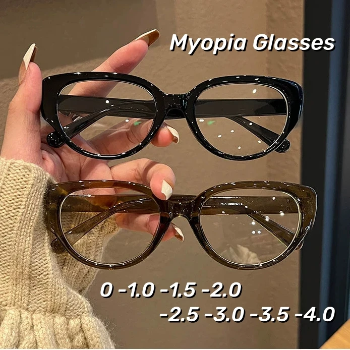 Gafas Retro de ojo de gato para miopía coreanas, gafas antiluz azul a la moda para miopía, gafas transparentes ultraligeras Unisex