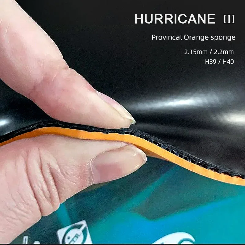 DHS Hurricane 3 NEO Provincal – caoutchouc de Tennis de Table professionnel, caoutchouc de Ping-Pong collant avec éponge bleue Orange, Original