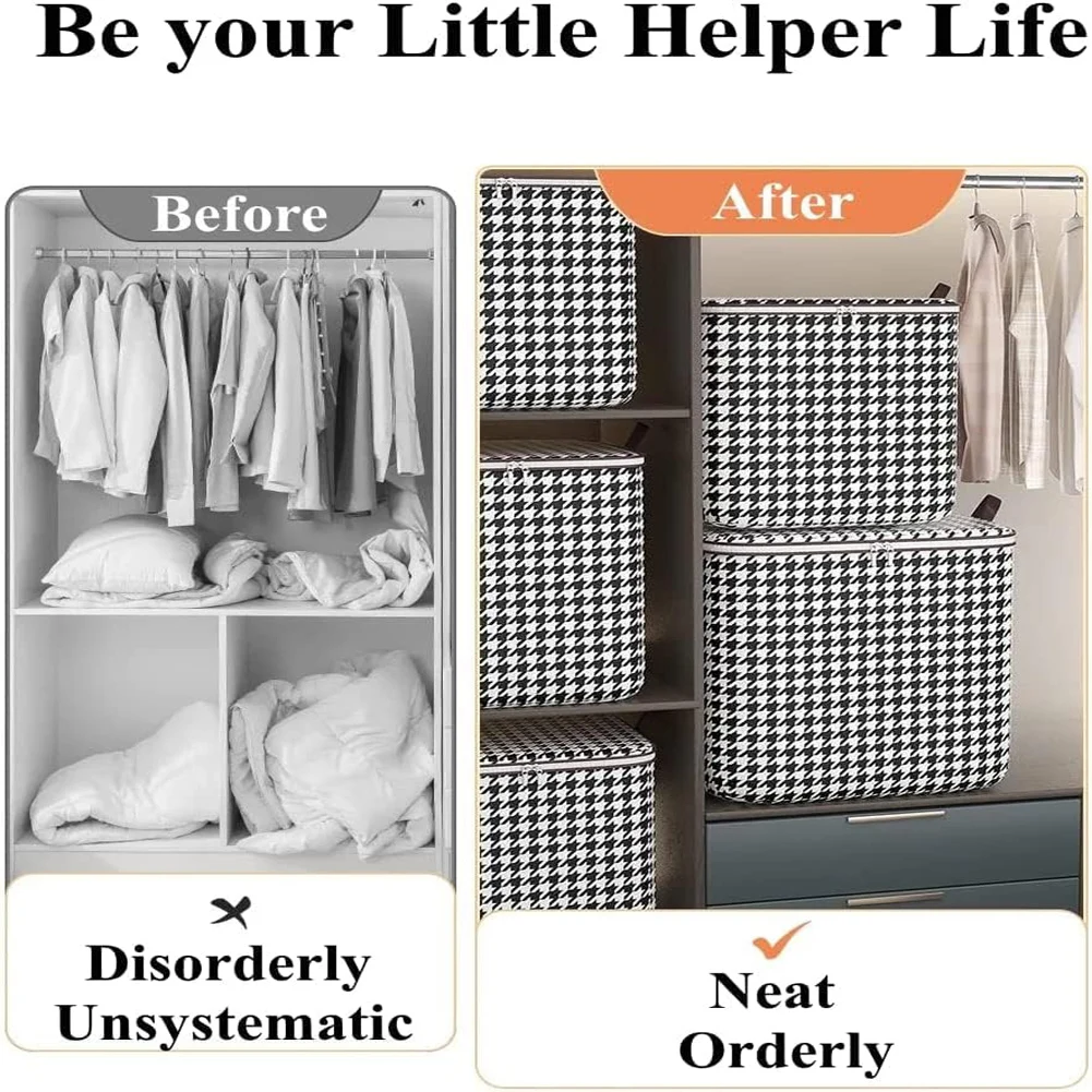 Folding Clothes Storage Bag Visible Portable Wardrobe Sorting Clothes Storage Box with Reinforced Handle for Bedding Quilt