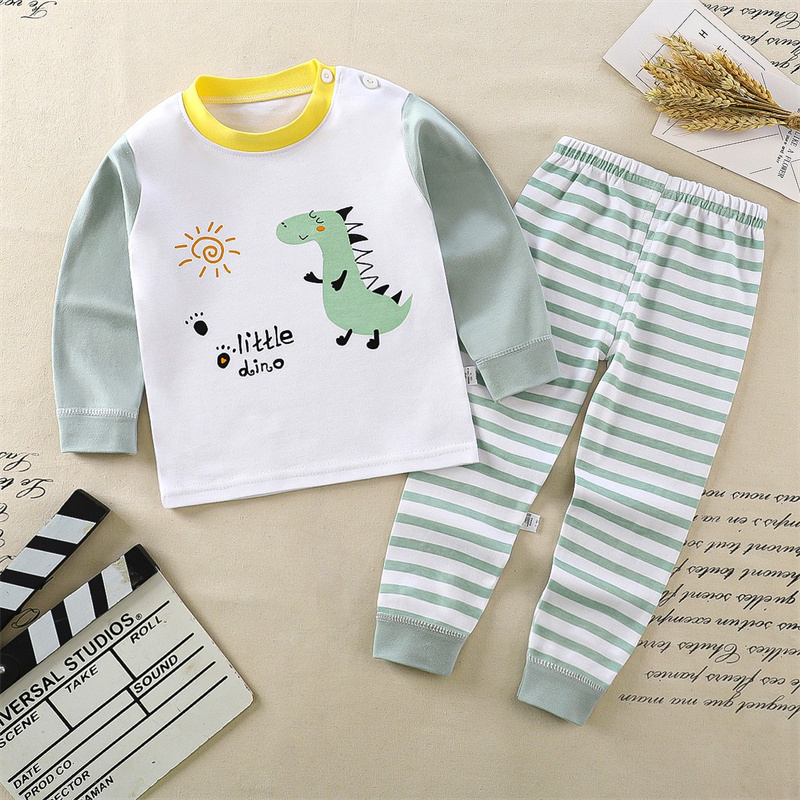 Cartoon Print Pyjama Anzug Tops + Hosen 2-teiliges Set Unterwäsche Kinder Jungen Mädchen Baby Baumwolle Nachtwäsche Frühling Herbst kleidung 1-6 Jahre