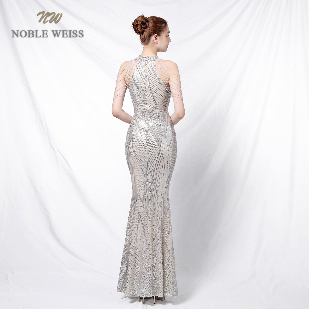 พรหมยาวElegant Halterเลื่อมMermaidพรหมชุดVestidos De Fiestaชุดราตรีที่กําหนดเอง