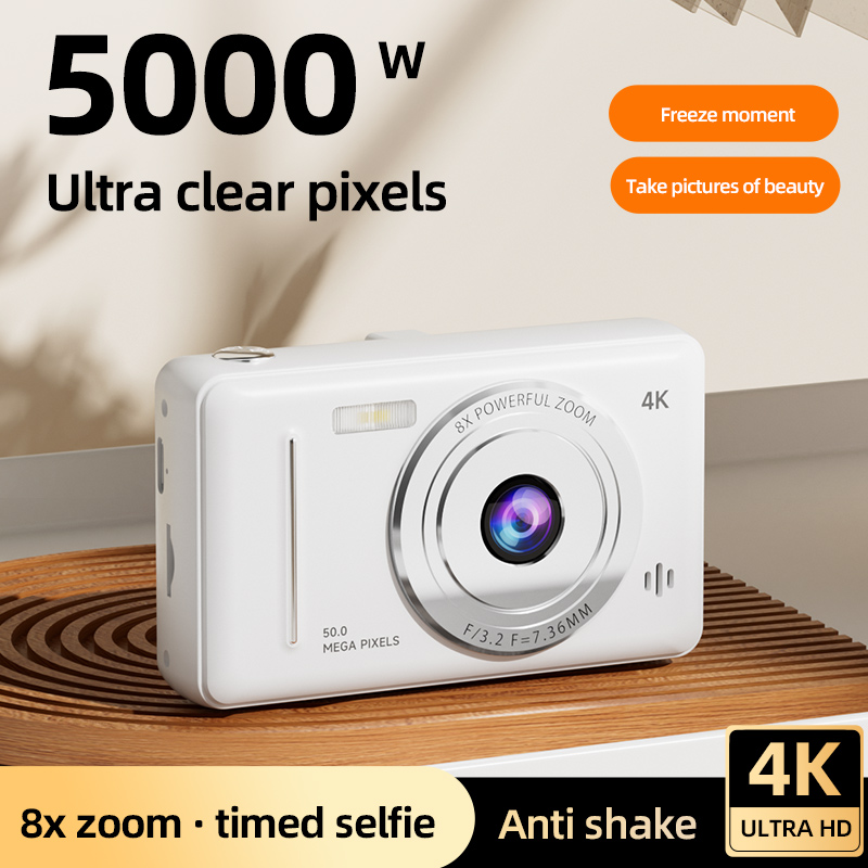 4K Digital Retro Camera With 50 Million Ultra HD Pixels Auto Focus CCD Portable Card Camera Dual Flash Anti Shake Entry-level