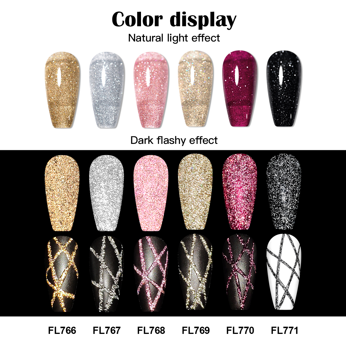 FOUR LILY 5ml odblaskowy brokatowy żel do paznokci złoty srebrny czerwony musujące akcesoria do paznokci lakier UV/LED żel malarski