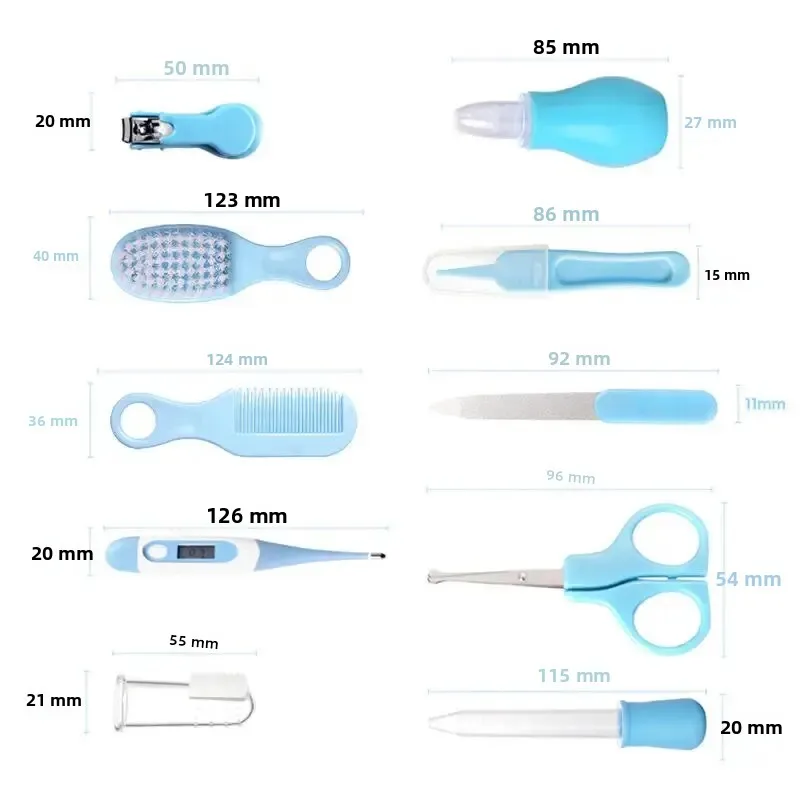 Kit de soins quotidiens pour cheveux d'ongles pour nouveau-né, brosse de toilettage pour nourrissons et enfants, peigne, ensemble de coupe-ongles sûr, cadeau pour bébé, 10 pièces