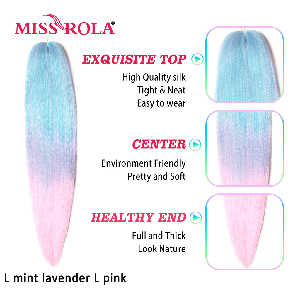 Miss Rola สังเคราะห์ขายส่ง 5 ชิ้น 24 นิ้ว 100g ยืดจัมโบ้ Braiding Hair Kanekalon สีชมพู Twist Braid Hair Extension