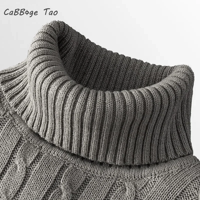 Jesienne męskie swetry z dzianiny z długim rękawem Męski sweter z golfem Slim Fit Casualowy sweter z długim rękawem Lekki sweter z prążkowanym rękawem