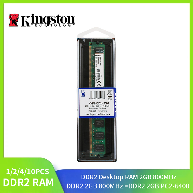 1/2/4/10 Uds Kingston Memoria RAM DDR2 de escritorio 2GB 800MHz Memoria de escritorio modelo PC2-6400