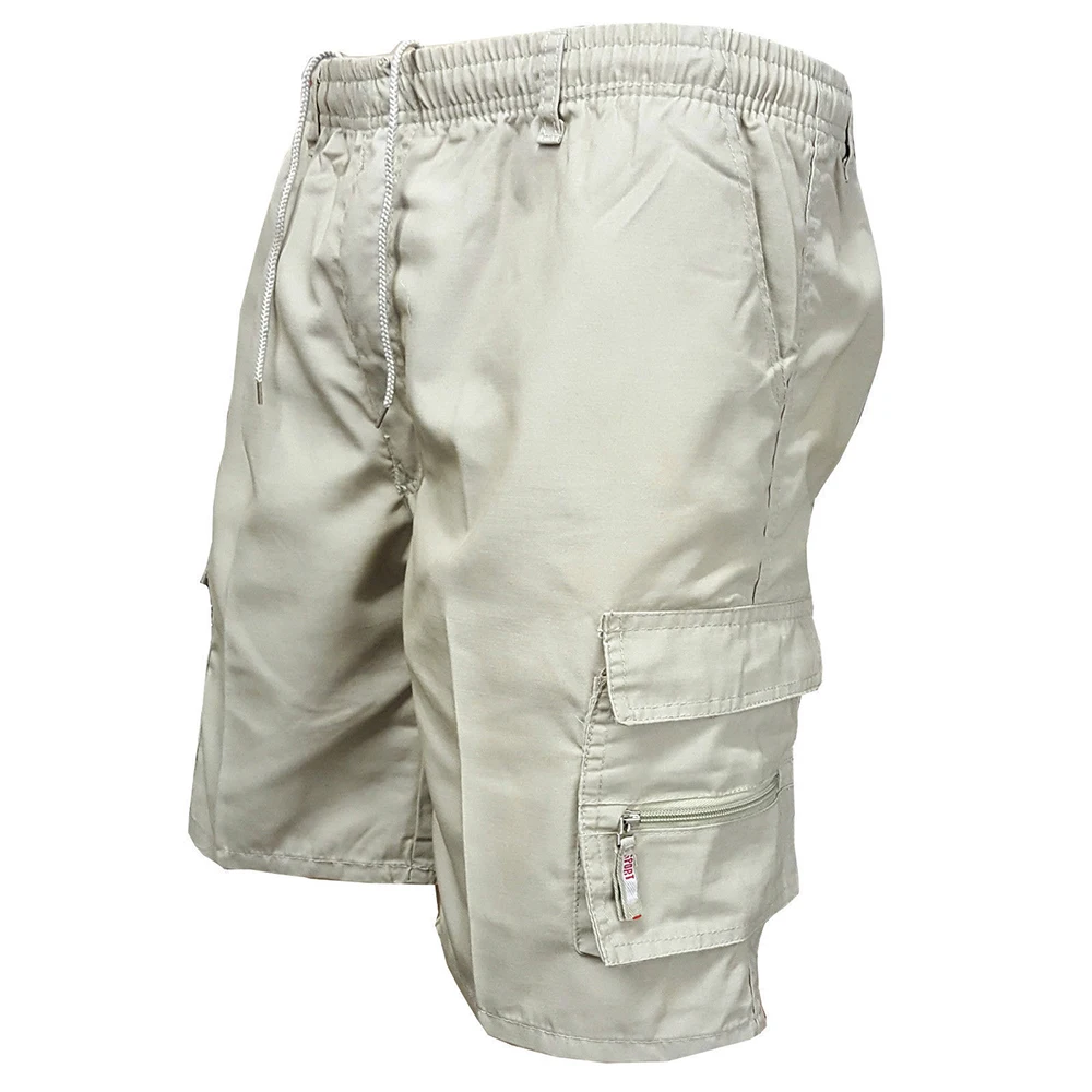 Calções táticos masculinos verão casual jogging carga shorts soltos multi-bolsos cintura elástica trabalho caminhadas macacão calças curtas