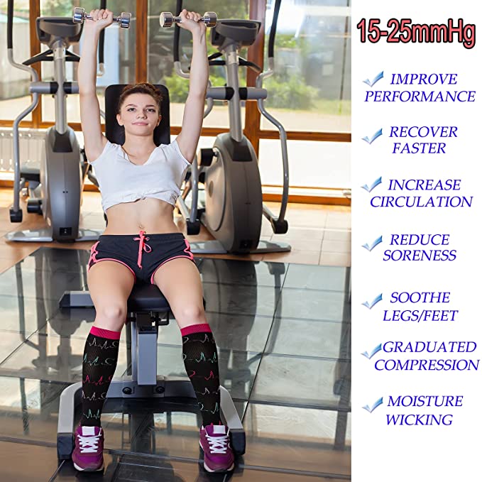 Calzini a compressione 20-30 Mmhg Corsa Vene varicose mediche Gravidanza Infermieristica Calcio atletico Calze da calcio Calzini sportivi