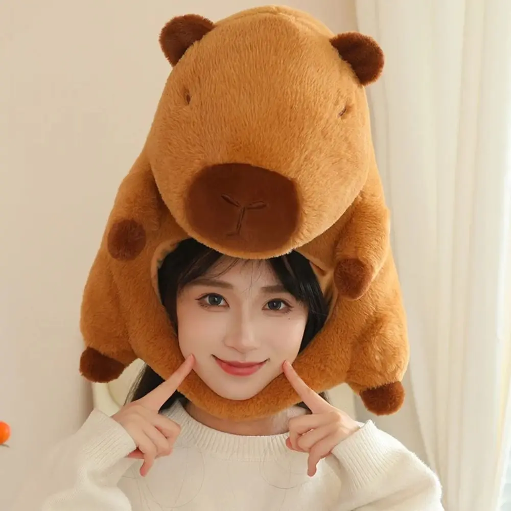 ตุ๊กตาตุ๊กตา Capybara ตุ๊กตาผมหมวกอบอุ่นหนา Capybara หน้ากาก Fluffy Collection ตุ๊กตาสัตว์หนูหมวก