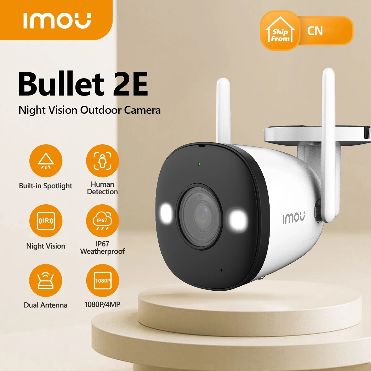 IMOU Bullet 2E 4MP 3K foco incorporado cámara WiFi a todo Color al aire libre IP67 impermeable seguridad del hogar cámara IP de detección humana