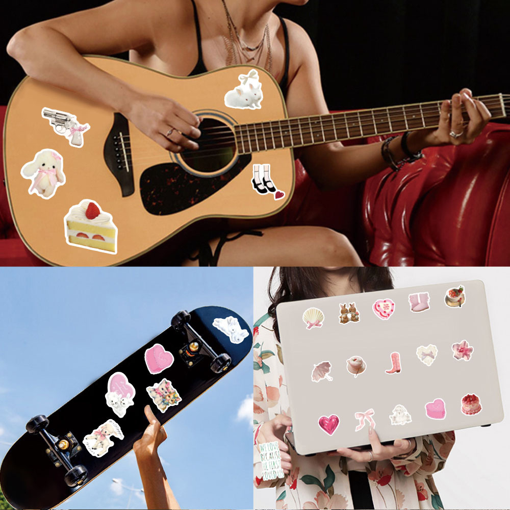 10/30/60 pçs estilo ins bonito rosa coquete adesivos estéticos decalques decoração telefone bagagem garrafa de água kawaii graffiti adesivo