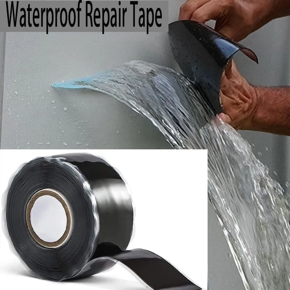 Cinta de silicona autoadhesiva impermeable para reparación de fugas de tuberías: cinta impermeable blanca altamente elástica, autoadhesiva para fugas flexibles