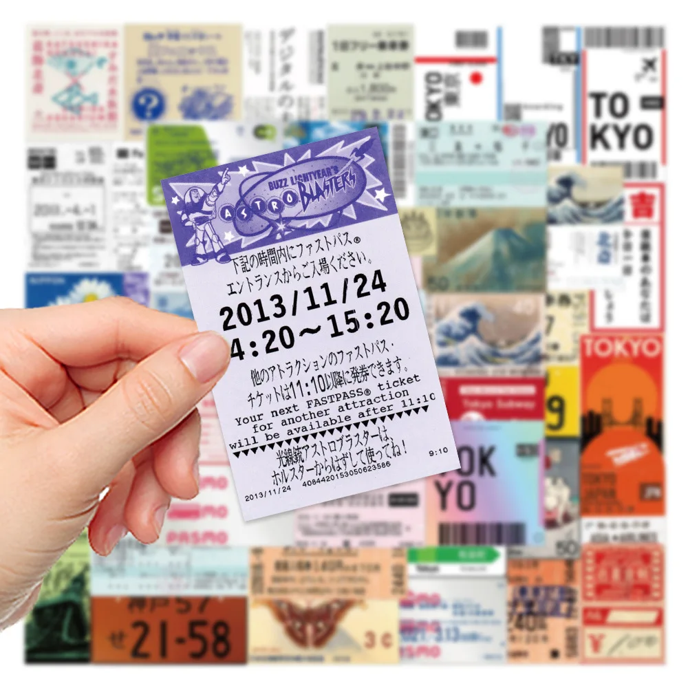 60 Stück japanische Postkarte Ticket Stempel Aufkleber Vintage ästhetisches Briefpapier reise tagebuch Gepäck wasserdicht Helm Aufkleber Spielzeug