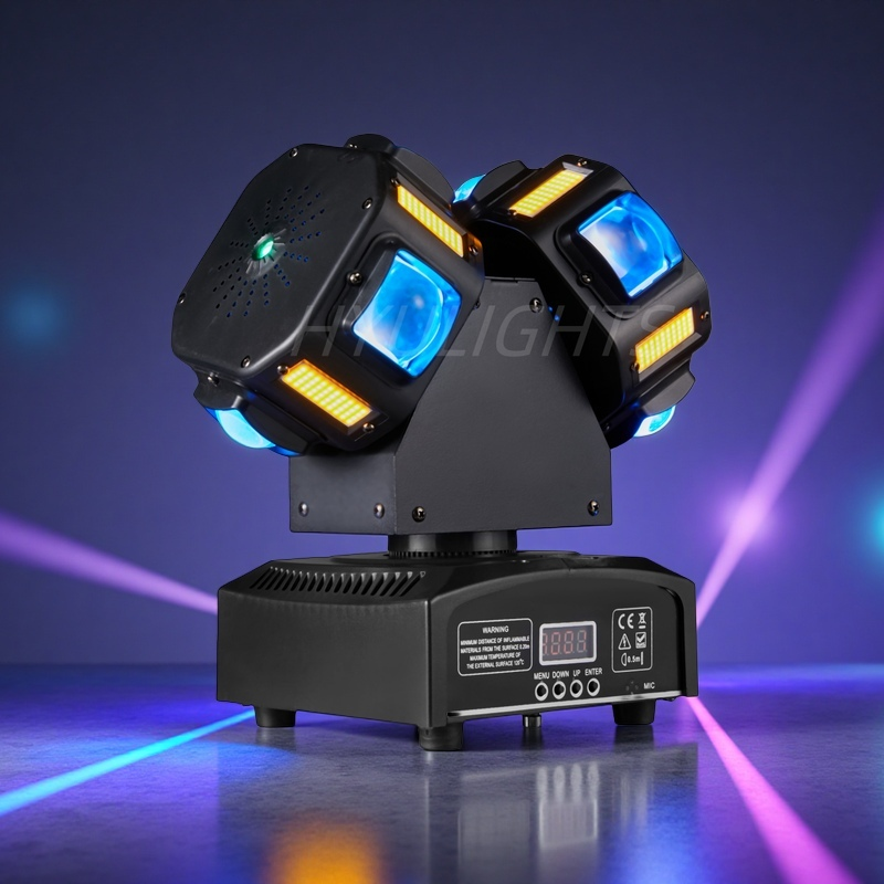 Cabeça móvel led 3 em 1, 8x12w rgbw, feixe de led de cabeça dupla e estroboscópio 8x5w, ouro brilhante, vermelho e verde, estrela laser, efeito de luz dj