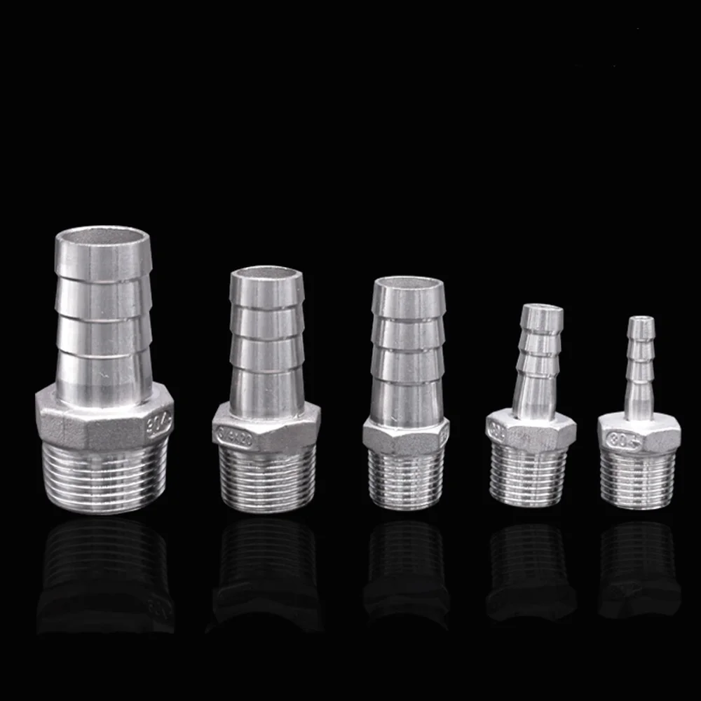 1/8 "1/4" 3/8" 1/2" 3/4" 1" BSPT オス 6 8 10 12 13 15 16 19 20 25 32 ミリメートルホースバーブコネクタ 304 ステンレス鋼ホーステールカプラー