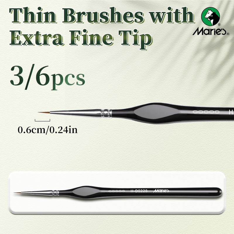 Marie's 00000 Fine Tip Paint Brush Set for Acrylic, Models, Mini Miniature Detail , Nylon Hair Thin Extra Fine Paintbrushes