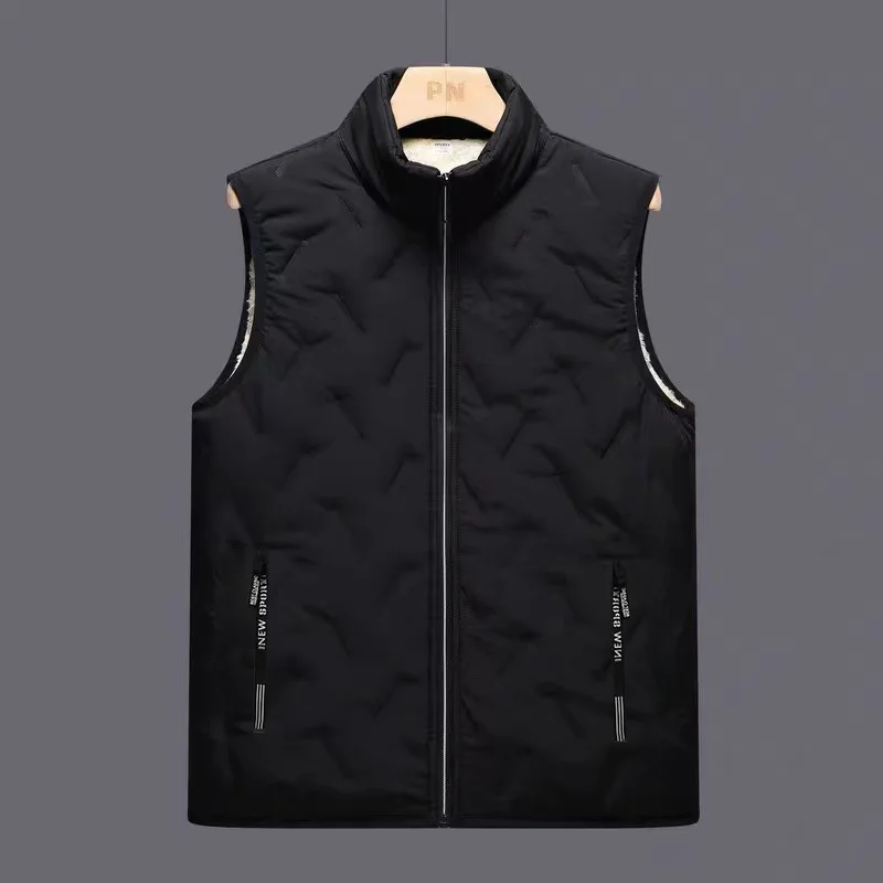 Colete Masculino For com Fce, Acolchoado e Quente, de Aodão, para Outono/Inverno, com Ombreiras de Veludo de Cordeir...