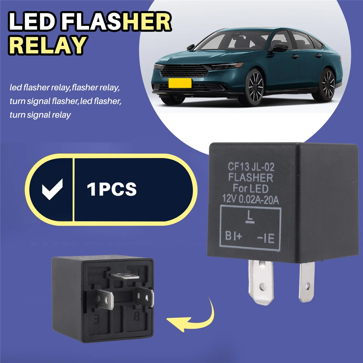 BABQ Relè lampeggiante elettronico LED 12V CF-13 a 3 pin per auto per lampeggiatore indicatori di direzione