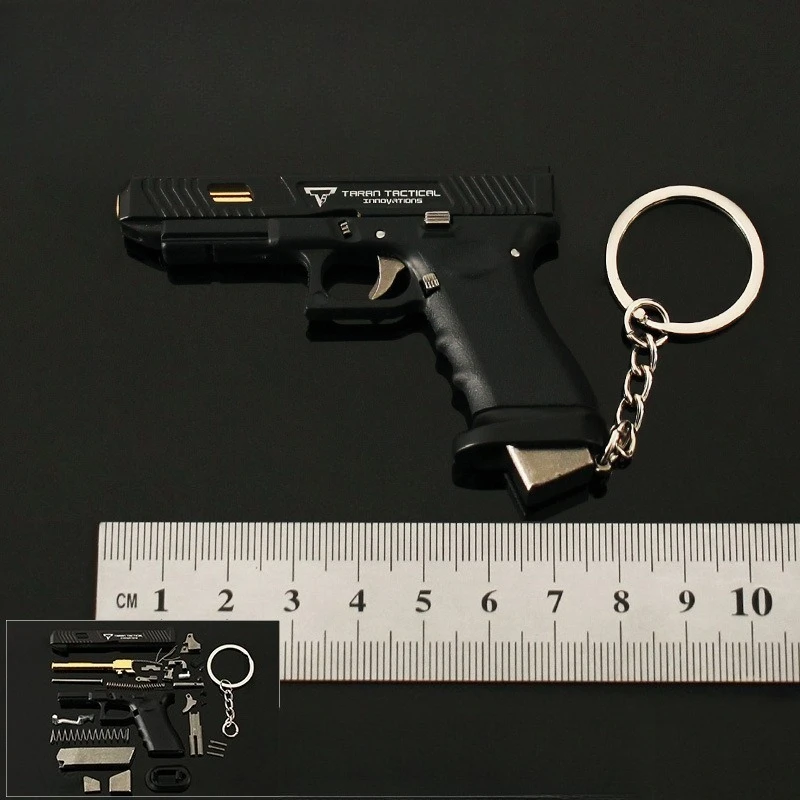 7cm/2.75in Game Peripheral TTI G34 Glock Toy Gun Keychain 1:3 Removable Semi-alloyed Nylon Metal Pendant Models Boys Gifts Craft