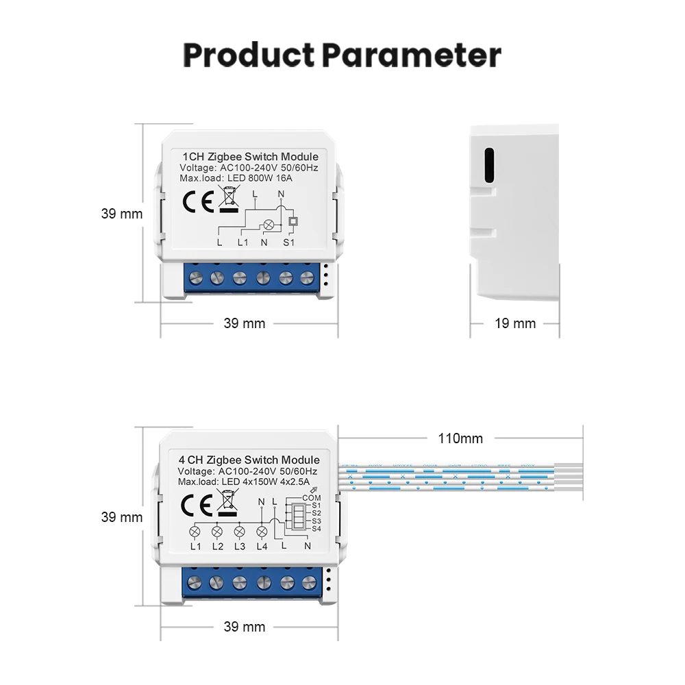 AVATTO Tuya WiFi/Zigbee Fio Neutro/Sem Fio Neutro 1/2/3/4 Vias Módulo Interruptor de Luz Inteligente Disjuntor Suporte Alexa, Google Home