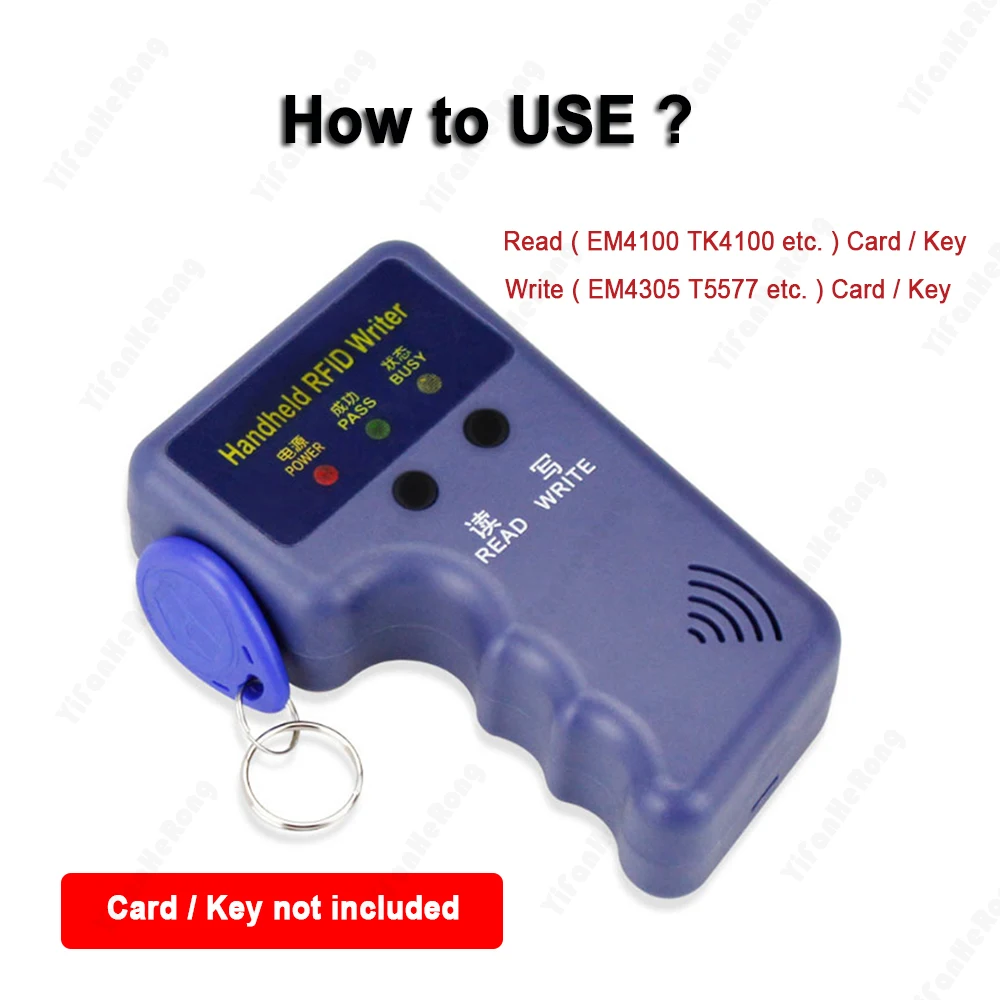 Lector de tarjetas portátil RFID, copiadora de llaves de 125Khz, grabador de insignias T5577, clon de Chip inteligente TK4100 EM4100 EM4305, duplicador de fichas regrabables