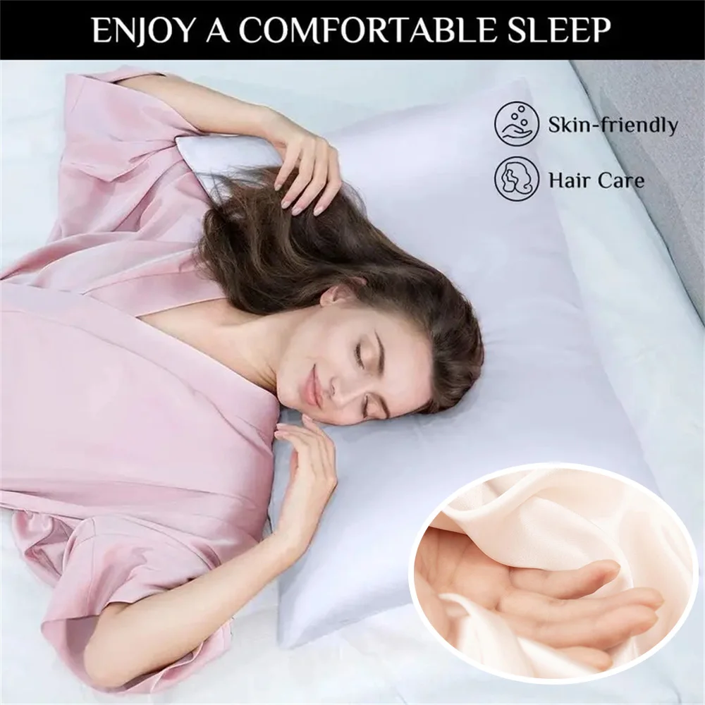 1pc federa in seta simulata liscia tinta unita morbida fronte-retro bianco nero grigio kaki blu rosa federa biancheria da letto delicata sulla pelle
