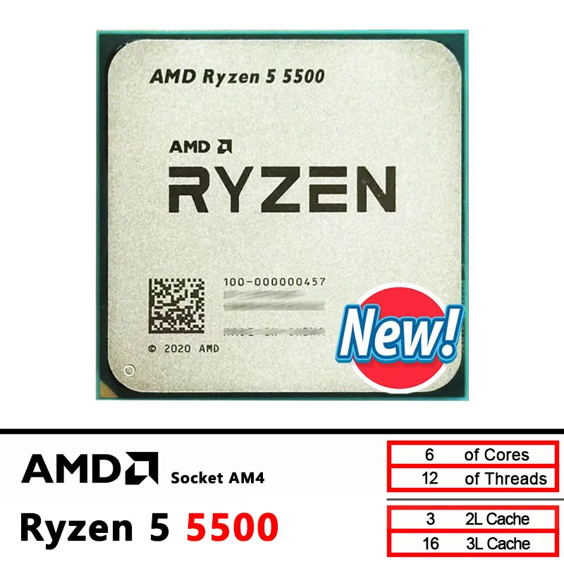 Processador AMD Novo Ryzen 5 5500 CPU R5 5500 Soquete AM4 mas sem cooler