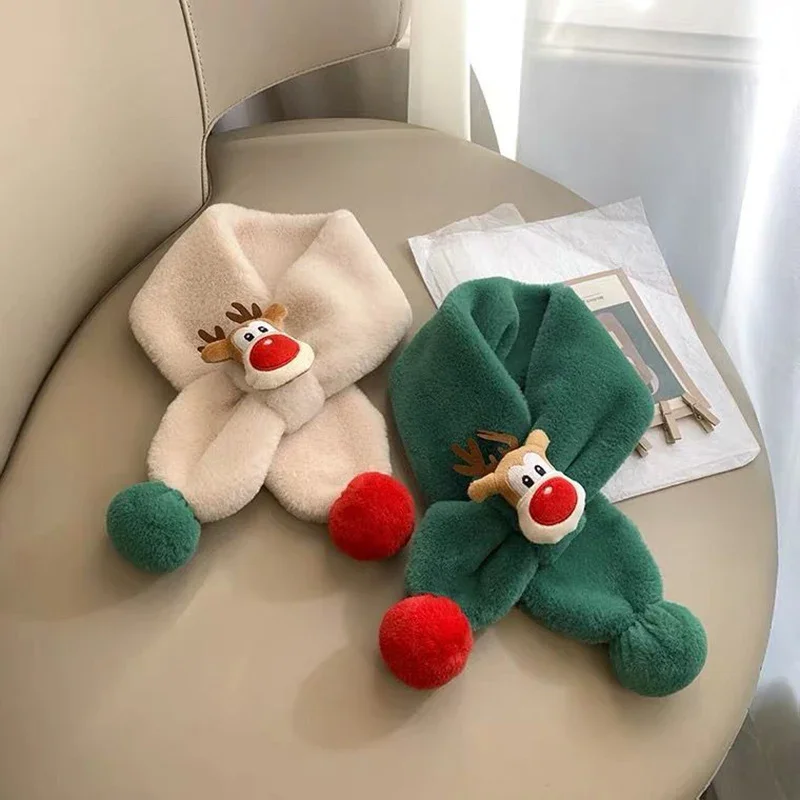 Weihnachten Kinderschal Winter warmer Baby Plüschschal verdickter männlicher und weiblicher winddichter Schal süßer Weihnachts-Hirsch-Schal
