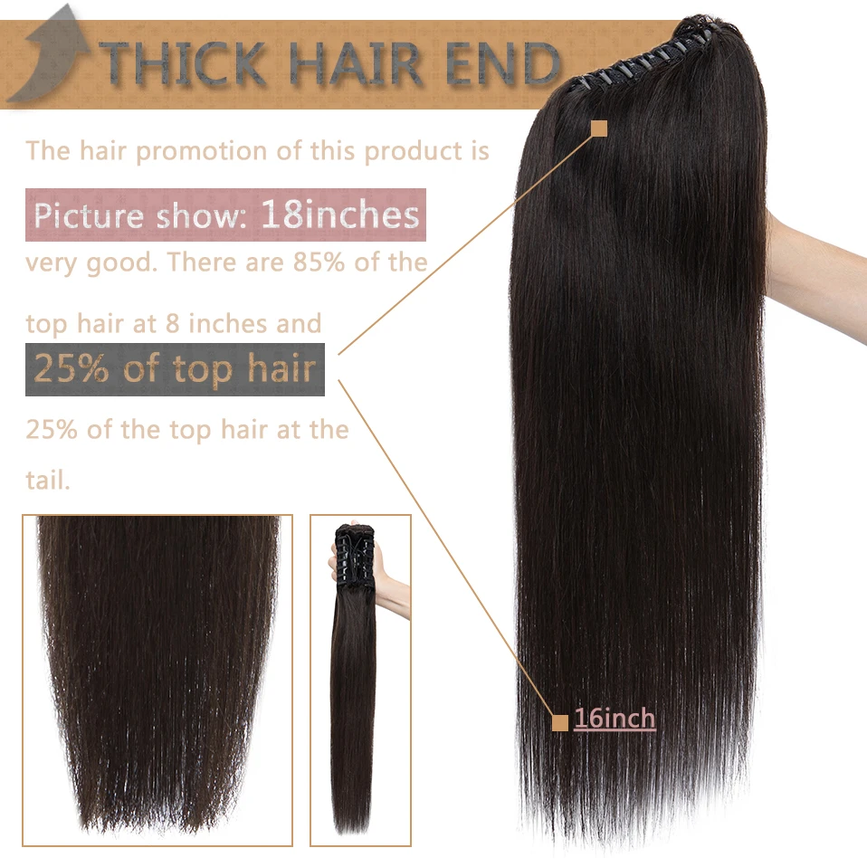 S-noilite 120g คลิปในหางม้า Human Hair EXTENSION 20 นิ้วธรรมชาติ TAIL Hairpiece สําหรับผู้หญิงหนาปลอมผมหางม้าสีบลอนด์
