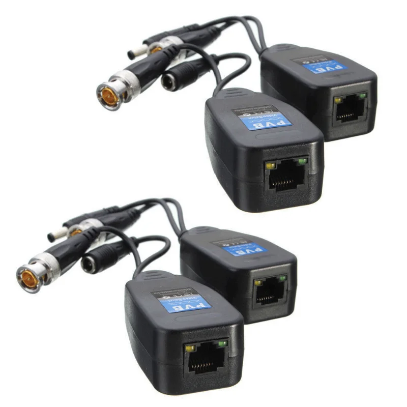 5 pares (10 uds) transceptor Balun de alimentación de vídeo BNC coaxial CCTV a conector CAT5e 6 RJ45 Cables de transmisión HJ55
