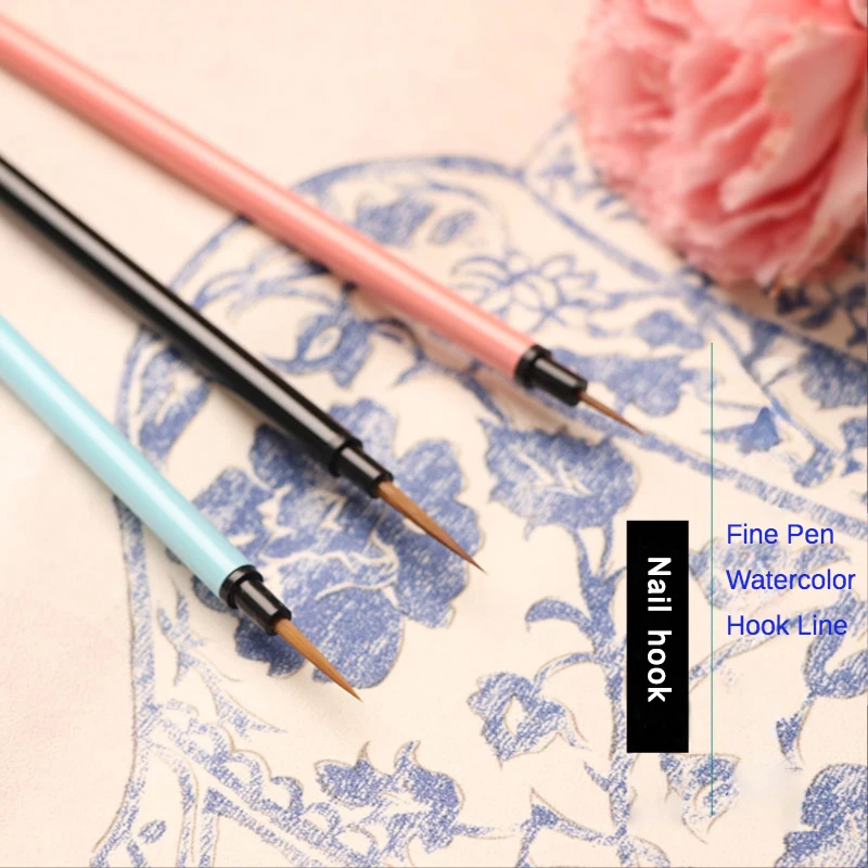 Tinh Tế Màu Sắc 3 Món Nylon Bền Thanh Thép Móng Tay Nghệ Thuật Móc Nét Bút Màu Nước Gouache Tranh Sơn Dầu Acrylic móng Tay Nghệ Thuật Bàn Chải